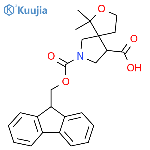 7-{(9H-fluoren-9-yl)methoxycarbonyl}-1,1-dimethyl-2-oxa-7-azaspiro4.4nonane-9-carboxylic acid structure
