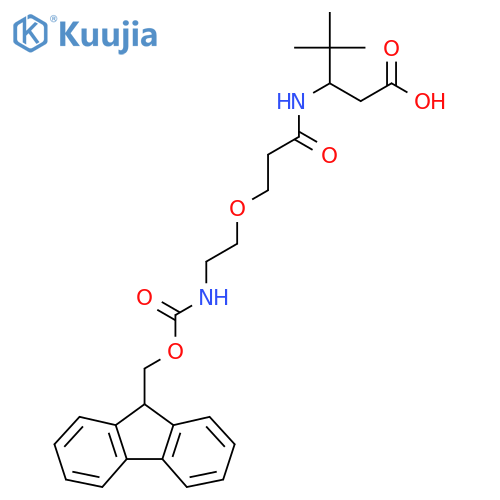 3-{3-2-({(9H-fluoren-9-yl)methoxycarbonyl}amino)ethoxypropanamido}-4,4-dimethylpentanoic acid structure