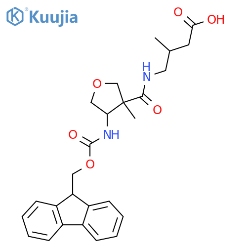 4-{4-({(9H-fluoren-9-yl)methoxycarbonyl}amino)-3-methyloxolan-3-ylformamido}-3-methylbutanoic acid structure