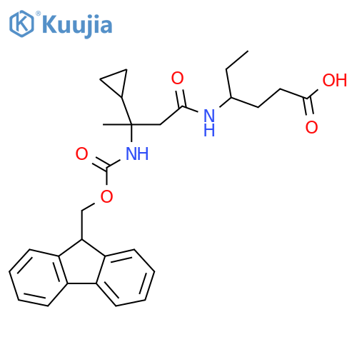 4-3-cyclopropyl-3-({(9H-fluoren-9-yl)methoxycarbonyl}amino)butanamidohexanoic acid structure