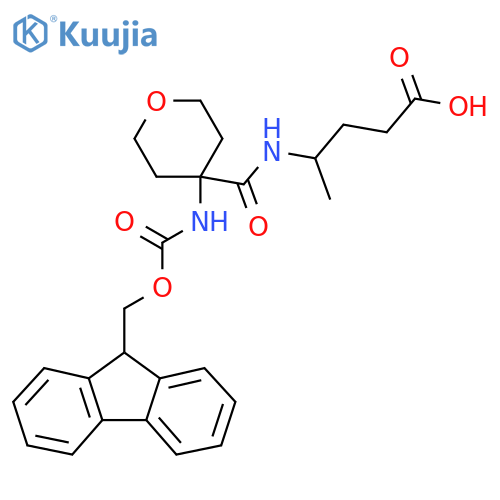 4-{4-({(9H-fluoren-9-yl)methoxycarbonyl}amino)oxan-4-ylformamido}pentanoic acid structure