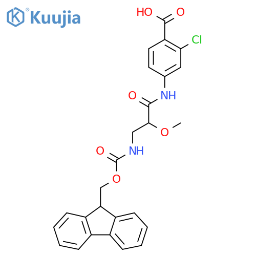 2-chloro-4-3-({(9H-fluoren-9-yl)methoxycarbonyl}amino)-2-methoxypropanamidobenzoic acid structure