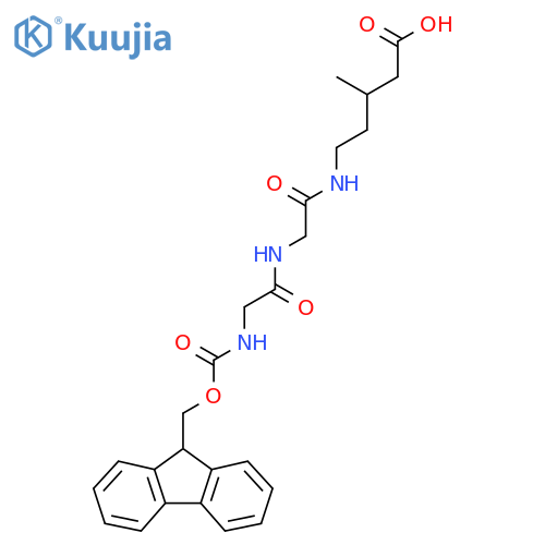 5-{2-2-({(9H-fluoren-9-yl)methoxycarbonyl}amino)acetamidoacetamido}-3-methylpentanoic acid structure