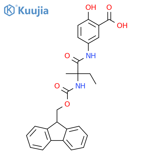 5-2-({(9H-fluoren-9-yl)methoxycarbonyl}amino)-2-methylbutanamido-2-hydroxybenzoic acid structure