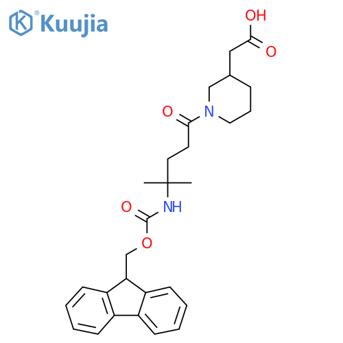2-{1-4-({(9H-fluoren-9-yl)methoxycarbonyl}amino)-4-methylpentanoylpiperidin-3-yl}acetic acid structure