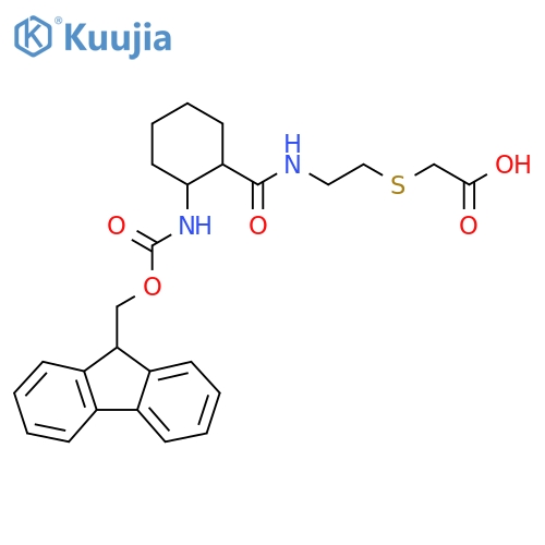 2-(2-{2-({(9H-fluoren-9-yl)methoxycarbonyl}amino)cyclohexylformamido}ethyl)sulfanylacetic acid structure