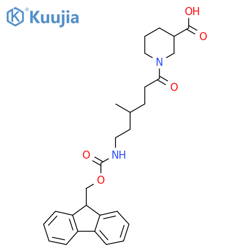 1-6-({(9H-fluoren-9-yl)methoxycarbonyl}amino)-4-methylhexanoylpiperidine-3-carboxylic acid structure
