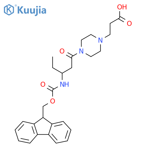 3-{4-3-({(9H-fluoren-9-yl)methoxycarbonyl}amino)pentanoylpiperazin-1-yl}propanoic acid structure