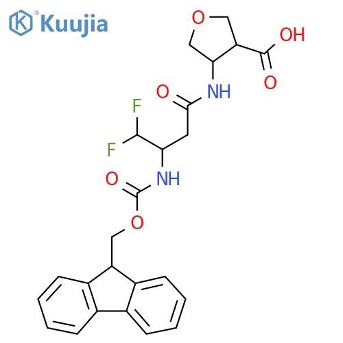 4-3-({(9H-fluoren-9-yl)methoxycarbonyl}amino)-4,4-difluorobutanamidooxolane-3-carboxylic acid structure