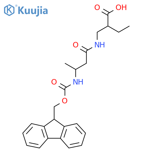 2-{3-({(9H-fluoren-9-yl)methoxycarbonyl}amino)butanamidomethyl}butanoic acid structure