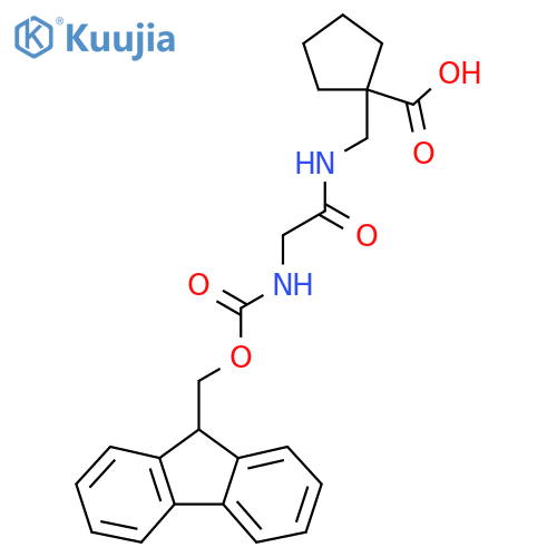 1-{2-({(9H-fluoren-9-yl)methoxycarbonyl}amino)acetamidomethyl}cyclopentane-1-carboxylic acid structure