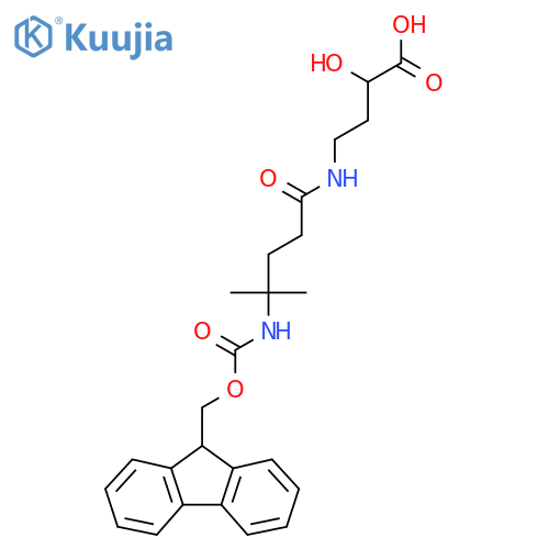 4-4-({(9H-fluoren-9-yl)methoxycarbonyl}amino)-4-methylpentanamido-2-hydroxybutanoic acid structure