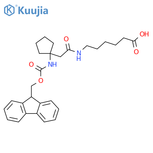 6-{2-1-({(9H-fluoren-9-yl)methoxycarbonyl}amino)cyclopentylacetamido}hexanoic acid structure
