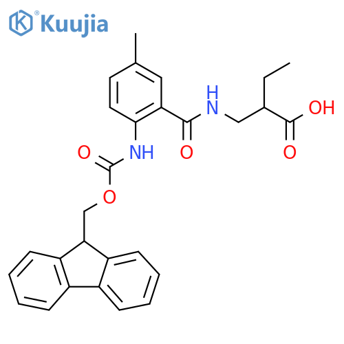 2-({2-({(9H-fluoren-9-yl)methoxycarbonyl}amino)-5-methylphenylformamido}methyl)butanoic acid structure