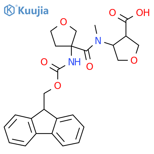 4-N-methyl3-({(9H-fluoren-9-yl)methoxycarbonyl}amino)oxolane-3-amidooxolane-3-carboxylic acid structure