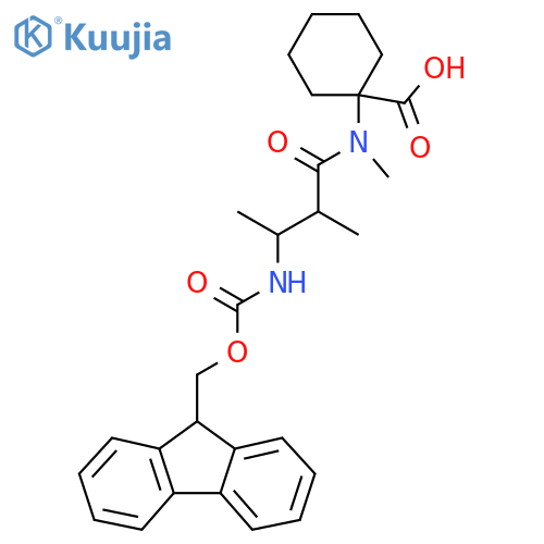 1-3-({(9H-fluoren-9-yl)methoxycarbonyl}amino)-N,2-dimethylbutanamidocyclohexane-1-carboxylic acid structure