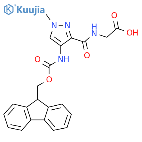 2-{4-({(9H-fluoren-9-yl)methoxycarbonyl}amino)-1-methyl-1H-pyrazol-3-ylformamido}acetic acid structure