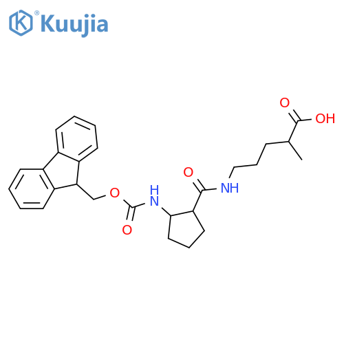 5-{2-({(9H-fluoren-9-yl)methoxycarbonyl}amino)cyclopentylformamido}-2-methylpentanoic acid structure