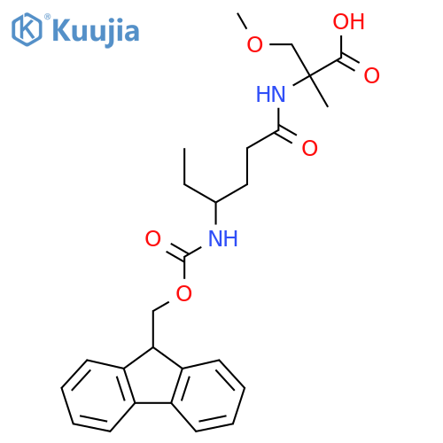2-4-({(9H-fluoren-9-yl)methoxycarbonyl}amino)hexanamido-3-methoxy-2-methylpropanoic acid structure