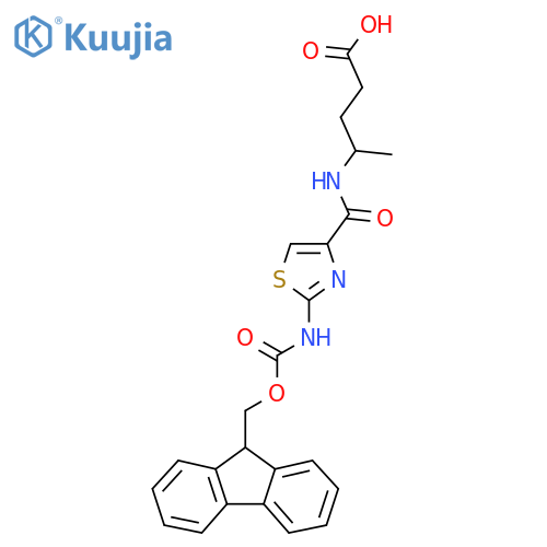 4-{2-({(9H-fluoren-9-yl)methoxycarbonyl}amino)-1,3-thiazol-4-ylformamido}pentanoic acid structure