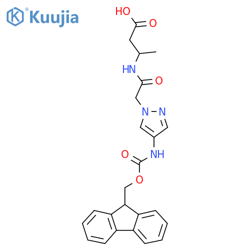 3-{2-[4-({[(9H-fluoren-9-yl)methoxy]carbonyl}amino)-1H-pyrazol-1-yl]acetamido}butanoic acid structure