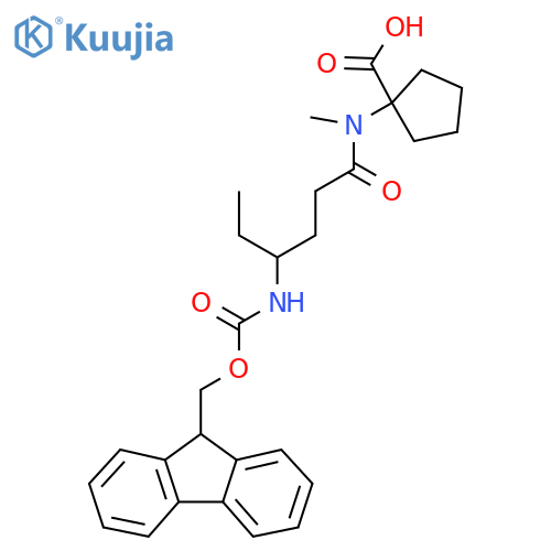 1-4-({(9H-fluoren-9-yl)methoxycarbonyl}amino)-N-methylhexanamidocyclopentane-1-carboxylic acid structure