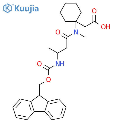 2-{1-3-({(9H-fluoren-9-yl)methoxycarbonyl}amino)-N-methylbutanamidocyclohexyl}acetic acid structure