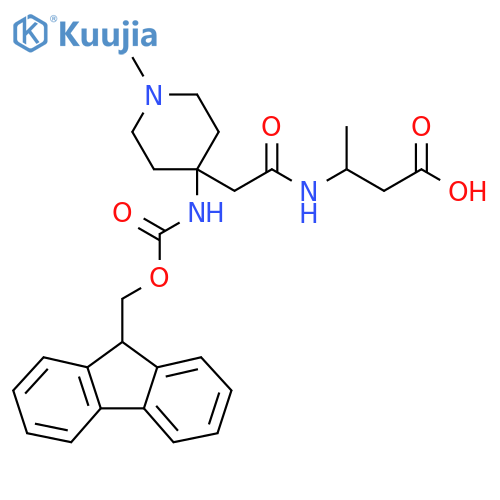 3-{2-4-({(9H-fluoren-9-yl)methoxycarbonyl}amino)-1-methylpiperidin-4-ylacetamido}butanoic acid structure