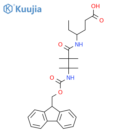 4-3-({(9H-fluoren-9-yl)methoxycarbonyl}amino)-2,2,3-trimethylbutanamidohexanoic acid structure