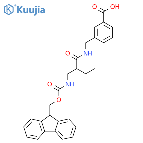 3-({2-({(9H-fluoren-9-yl)methoxycarbonyl}amino)methylbutanamido}methyl)benzoic acid structure