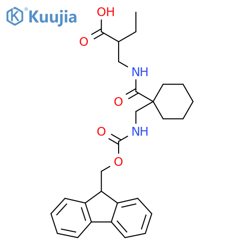 2-({1-({(9H-fluoren-9-yl)methoxycarbonyl}amino)methylcyclohexyl}formamido)methylbutanoic acid structure