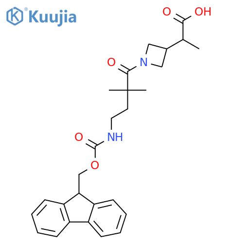 2-{1-4-({(9H-fluoren-9-yl)methoxycarbonyl}amino)-2,2-dimethylbutanoylazetidin-3-yl}propanoic acid structure