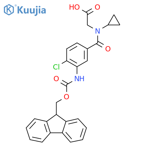 2-{1-4-chloro-3-({(9H-fluoren-9-yl)methoxycarbonyl}amino)phenyl-N-cyclopropylformamido}acetic acid structure