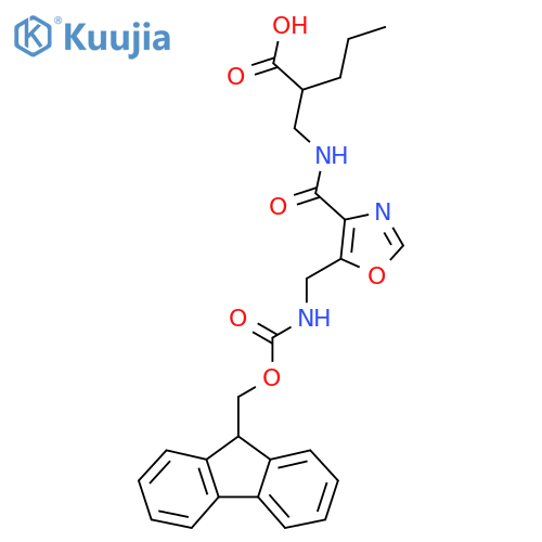 2-({5-({(9H-fluoren-9-yl)methoxycarbonyl}amino)methyl-1,3-oxazol-4-yl}formamido)methylpentanoic acid structure