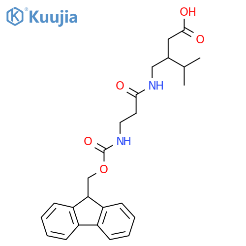 3-{3-({(9H-fluoren-9-yl)methoxycarbonyl}amino)propanamidomethyl}-4-methylpentanoic acid structure