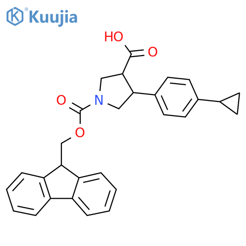 4-(4-cyclopropylphenyl)-1-{(9H-fluoren-9-yl)methoxycarbonyl}pyrrolidine-3-carboxylic acid structure