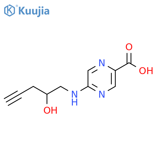 5-(2-hydroxypent-4-yn-1-yl)aminopyrazine-2-carboxylic acid structure