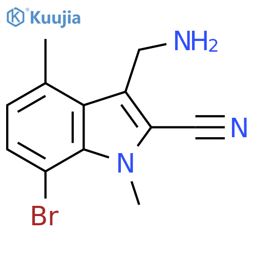 3-(aminomethyl)-7-bromo-1,4-dimethyl-1H-indole-2-carbonitrile structure