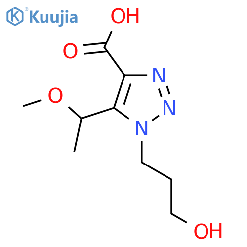 1-(3-hydroxypropyl)-5-(1-methoxyethyl)-1H-1,2,3-triazole-4-carboxylic acid structure