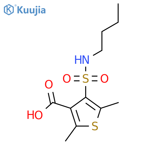 4-(butylsulfamoyl)-2,5-dimethylthiophene-3-carboxylic acid structure