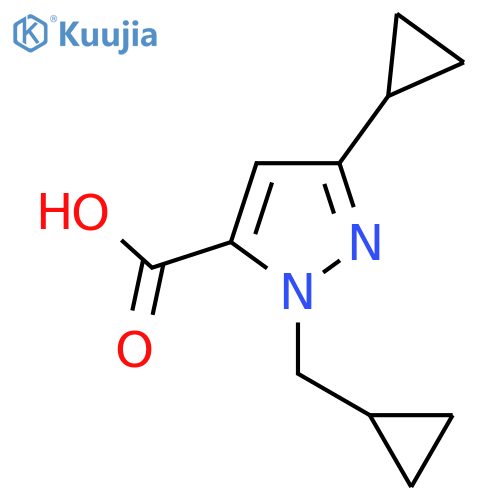 3-cyclopropyl-1-(cyclopropylmethyl)-1H-pyrazole-5-carboxylic acid structure