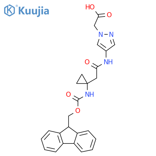 2-(4-{2-1-({(9H-fluoren-9-yl)methoxycarbonyl}amino)cyclopropylacetamido}-1H-pyrazol-1-yl)acetic acid structure