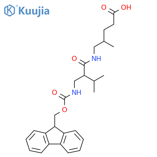 5-{2-({(9H-fluoren-9-yl)methoxycarbonyl}amino)methyl-3-methylbutanamido}-4-methylpentanoic acid structure