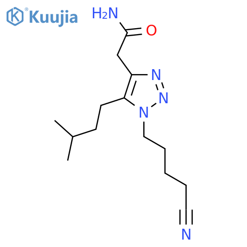 2-1-(4-cyanobutyl)-5-(3-methylbutyl)-1H-1,2,3-triazol-4-ylacetamide structure