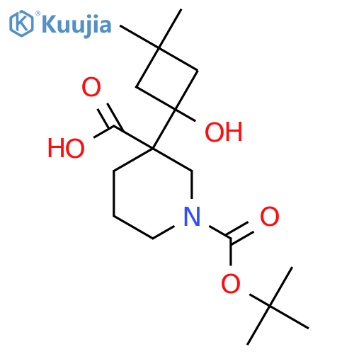 1-(tert-butoxy)carbonyl-3-(1-hydroxy-3,3-dimethylcyclobutyl)piperidine-3-carboxylic acid structure