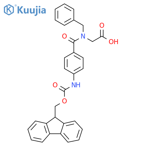 2-{N-benzyl-1-4-({(9H-fluoren-9-yl)methoxycarbonyl}amino)phenylformamido}acetic acid structure