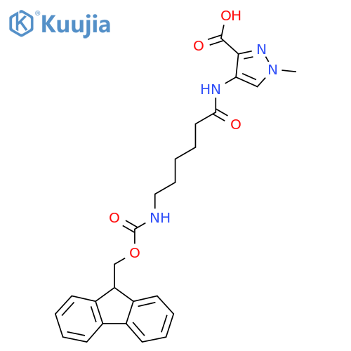 4-6-({(9H-fluoren-9-yl)methoxycarbonyl}amino)hexanamido-1-methyl-1H-pyrazole-3-carboxylic acid structure