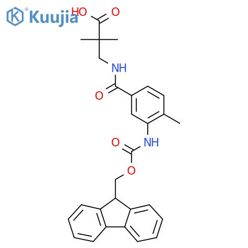 3-{3-({(9H-fluoren-9-yl)methoxycarbonyl}amino)-4-methylphenylformamido}-2,2-dimethylpropanoic acid structure
