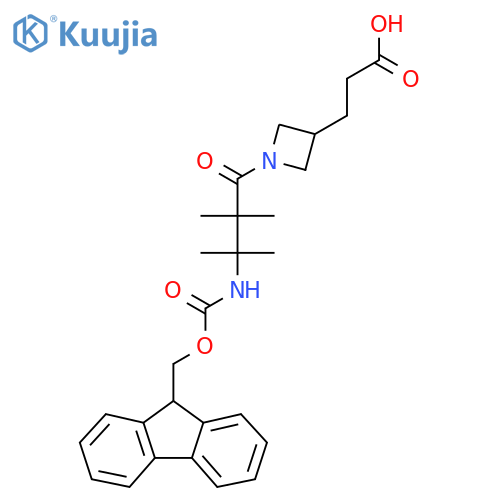 3-{1-3-({(9H-fluoren-9-yl)methoxycarbonyl}amino)-2,2,3-trimethylbutanoylazetidin-3-yl}propanoic acid structure