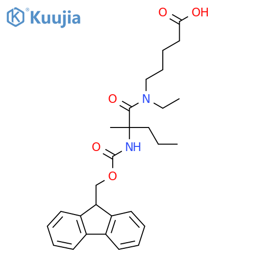 5-N-ethyl-2-({(9H-fluoren-9-yl)methoxycarbonyl}amino)-2-methylpentanamidopentanoic acid structure